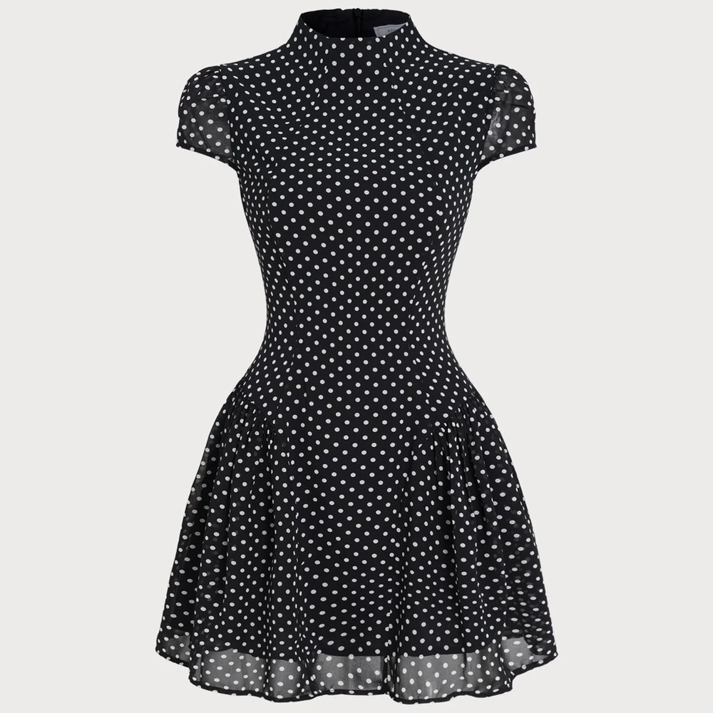 RIHOAS Black Polka Dot Mini Dress - Picture 6 of 7